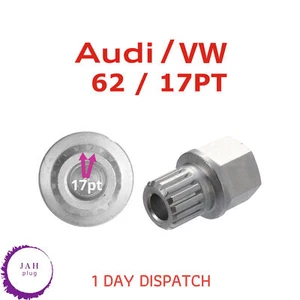 LOCKING WHEEL NUT SECURITY KEY 62 / 17PT SPLINE RIBS FOR AUDI SEAT SKODA VW - Picture 1 of 6
