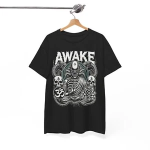 Awake Alien Buddha Unisex Black T-Shirt, Xenomorph Meditation Tee - Picture 1 of 9