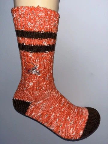 CLEVELAND BROWNS NFL FOOTBALL TEAM LOGO ALPINE CREW LENGTH SOCKS LARGE MENS Cover
