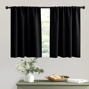Black Curtains Blackout - Bathroom Small Window Curtains Thermal Insulated Priva - Picture 1 of 12
