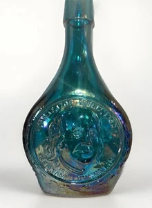 Benjamin Franklin Wheaton Glass Blue Iridescent Decanter. Excellent W/O Box - Picture 1 of 5