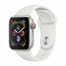 Apple Watch Series 4 44 mm Silver Aluminum Case with White Sport Band (GPS + Cellular) - (MTVR2X/A)