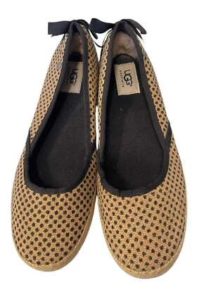 UGG Polka Dot Bow Indah Burlap Slip On Flats Shoes Women's size 8.5 - Image 1 of 4