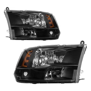 Juego de faros para Dodge Ram 1500 3500 2009-2010 carcasa negra esquina ámbar - Imagen 1 de 11