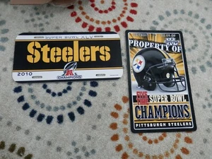 Pittsburgh Steelers lot, license plate & Property of sign 12" x 7" New & Vtg - Picture 1 of 7