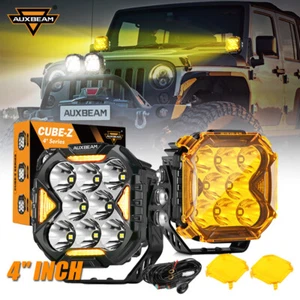 AUXBEAM 2X 4" LED Work Light Flood Fog Pods DRL Turn Signal For Jeep JL JT 18-24 - Picture 1 of 12