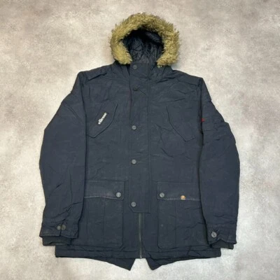 Ellesse Parka Jacket Mens Large Vintage Full Zip Hooded Sports Coat, Black - Image 1 of 4