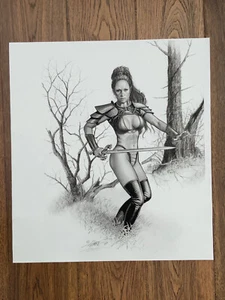 Larry Elmore B/W Art Print Giclee on Canvas Autographed / Signed 18 X 24 Inch - Picture 1 of 5