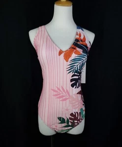 Nicole Miller Damengröße 10 Rouge Blumenmuster Einteiler Badeanzug pink neu mit Etikett - Bild 1 von 12