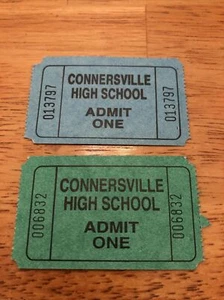 Vintage Connersville, Indiana High School Basketball Ticket Stubs - Bild 1 von 2