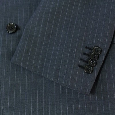 Мужской шерстяной блейзер Ermenegildo Zegna Su Misura размер 38R в полоску темно-синий на 3 пуговицах - Изображение 1 из 4