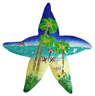 Scène de plage de poissons étoiles tropicales en métal haïtien art mural petit 8 pouces