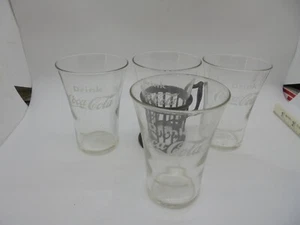 Coca-Cola 6oz Glasses Set of 4 w/ One Pewter Holder - Picture 1 of 7