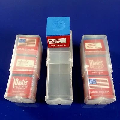 (3) Pieces Of SKY BLUE Master Chalk & (1) Billiard & Pool Cue Chalk Holder
