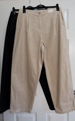 Ex M&S Per Una Relaxing SLOUCHY Fit CORD Corduroy PLEATED Trousers _ Various - Image 1 of 3