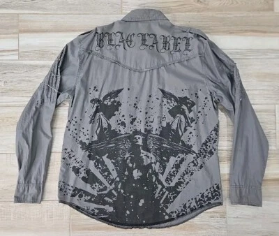 Blac Label Button Up Shirt Mens Sz XL Long Sleeve Y2k Goth Grunge  - Image 1 of 4