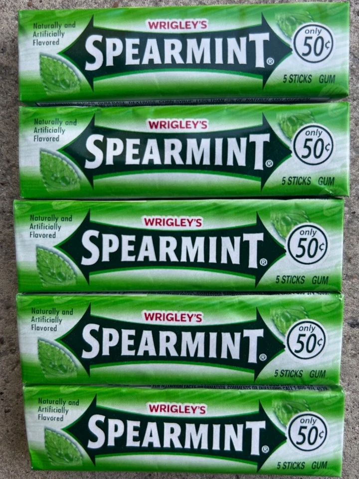 Spearmint Chewing Gum USA Imported Wrigleys 5x5 stick pks UK Seller MAR 2026 - Image 1 of 1