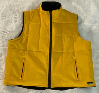 KC Collections Yellow Puffy Vest Reversible Black Liner Size Medium - Image 1 of 4