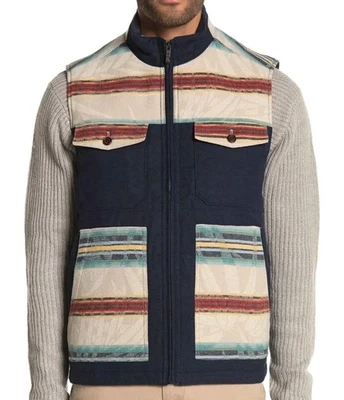 Pendleton × Tommy Bahama Men's Vest Cotton Wool Navy Size L Southwestern Zip Up - Image 1 of 4