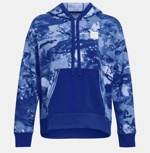 Under Armour Project Rock Printed Hoodie Blau Weiß Relaxed Fit Damen Gr. XL - Bild 1 von 6