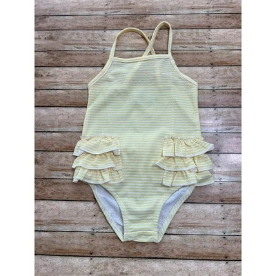 NWOT Smocked Sweets Yellow Seersucker One Piece Swimsuit 4T  - Image 1 of 4