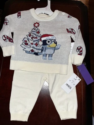Conjunto Suéter y Pantalones Tejido Navidad Azul Disney Niña Niño Talla 6-9 Meses ¡Nuevo! Foto 1 de 4