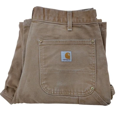 Carhartt Men's B01 Brown Canvas Double Knee Work Pants 33x32 Loose Original Fit - Image 1 of 4