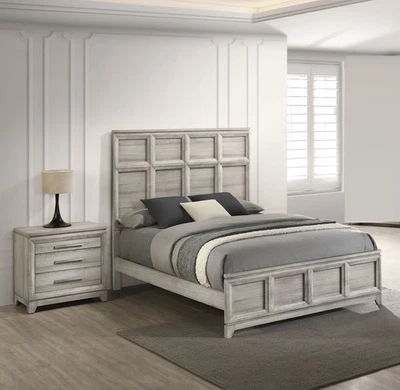 Комплект из 3 тумбочек в традиционном стиле высокий изголовье серый королевский размер кровать 2x - Изображение 1 из 4