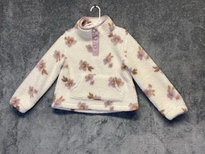 Osh Kosh B’gosh Girls Flower Print  1/4 Snap Sherpa Pullover Size 5/5A - Picture 1 of 11
