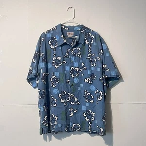 Vintage Rio By Merrill & Forbes Mens Shirt Size 2XL Blue Floral Tribal Hawaiian - Picture 1 of 6
