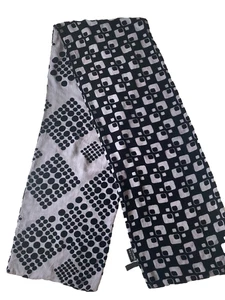 Kenneth Cole bufanda de terciopelo de seda y rayón negra - gris geométrica 10" x 60" - Imagen 1 de 6