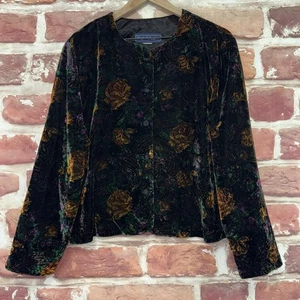Vintage Maggie McNaughton Blazer Damen Mehrfarbig 18W Samt Boho Blumen Jacke - Bild 1 von 8