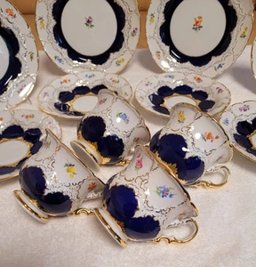 Meissen,TOP ZUSTAND,B Form,Kobaltblau,1× Kaffeegedeck,Meißner. Streublümchen. - Bild 1 von 24