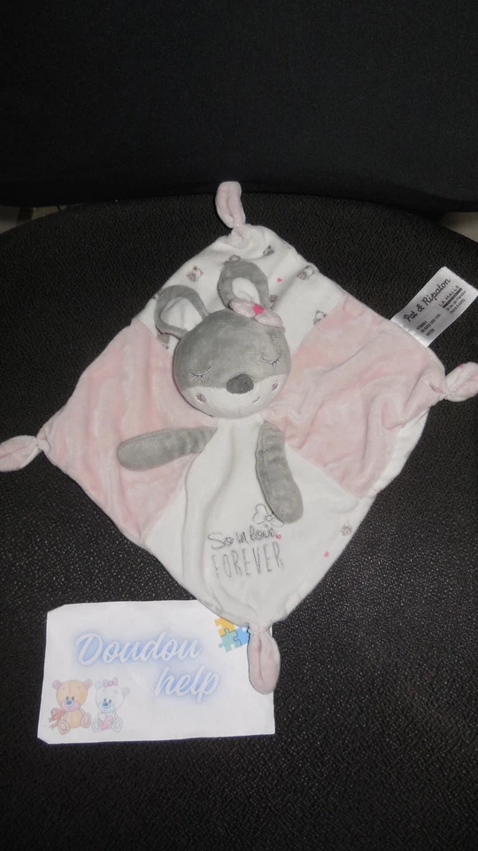 doudou plat lapin gris rose blanc So in Love Forever PAT & RIPATON LA HALLE - Photo 1/1