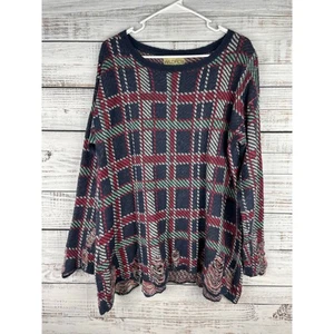 Wildfox White Label Lennon Distressed Karo Pullover Small Wolle Oversized Boho - Bild 1 von 10