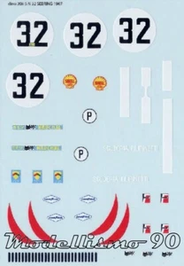 Decal 1/43 Ferrari Dino 206S NART #32 12h Sebring 1967 Rodriguez/Guichet NEW - Zdjęcie 1 z 2