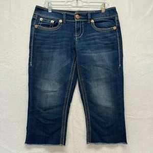 Seven 7 Crop Denim Capris Women's Size 8 - Medium Wash Stretch Denim Mid Rise - Picture 1 of 11