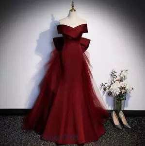 Womens Pretty Off Shoulder Bowtie Evening Mermaid Dress Cocktail Prom Bride 4828 - Picture 1 of 25