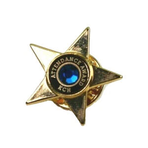 Prendedor de solapa vintage de estrás azul estrella dorada premio asistencia KCH - Imagen 1 de 6