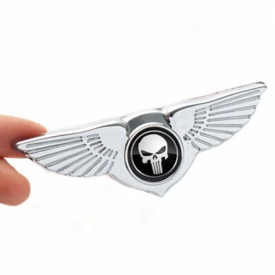 Chrome Black Wing Badge Car Punisher Skull Front Hood Fender Rear Trunk Emblem - image 1 of 3