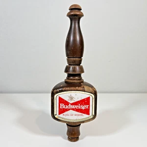 Vintage Budweiser Wood Beer Tap Handle 10" King Of Beer Logo Bar Used - Picture 1 of 19