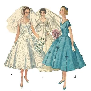 50er Jahre Muster, Grace Kelly Brautkleid, Brautkleid - mehrere Größen - Bild 1 von 1