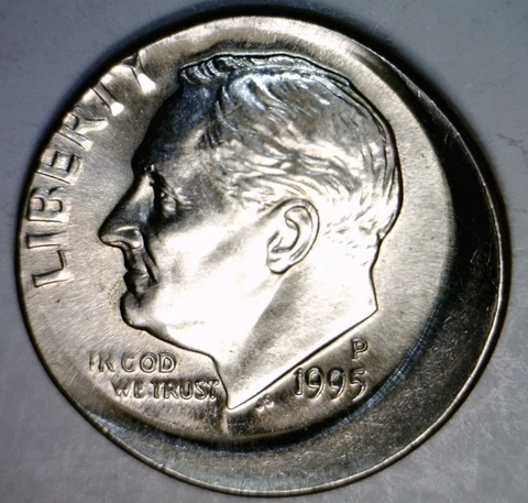 1995 OFF CENTER ERROR Roosevelt Dime BU ++ Coin NICE O/C LOT #1   MAKE AN OFFER Cover