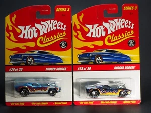 Hot Wheels Rodger Dodger Classics Series 3 Light Blue & Dark Blue/Black Lot of 2 - Picture 1 of 19