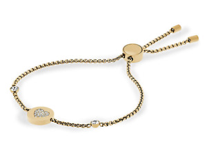 MICHAEL KORS Exclusives Yellow Gold Slider Bracelet Crystals MKJ5043710 + MK BOX