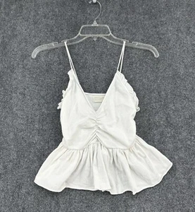 Urban Outfitters White Babydoll Ruffle Tank Top Spaghetti Straps XS - Picture 1 of 11