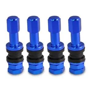 NEW 4pcs/Set Bolt-in Aluminum Tubeless Wheel Tire Valve Stems with Dust Cap Blue - Picture 1 of 1