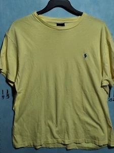 Vintage Polo Ralph Lauren Mens L Yellow Single Stitch Cotton Pony Logo T Shirt - Picture 1 of 10