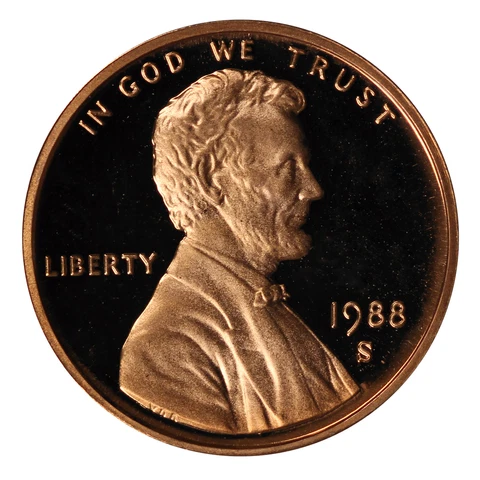 1988 -S Lincoln Memorial Cent Gem Proof Single Coin Cover