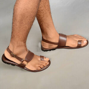 Mens Flat Toe Ring Slingback Sandals Buckle Casual Flip Flops Beach Summer Shoes